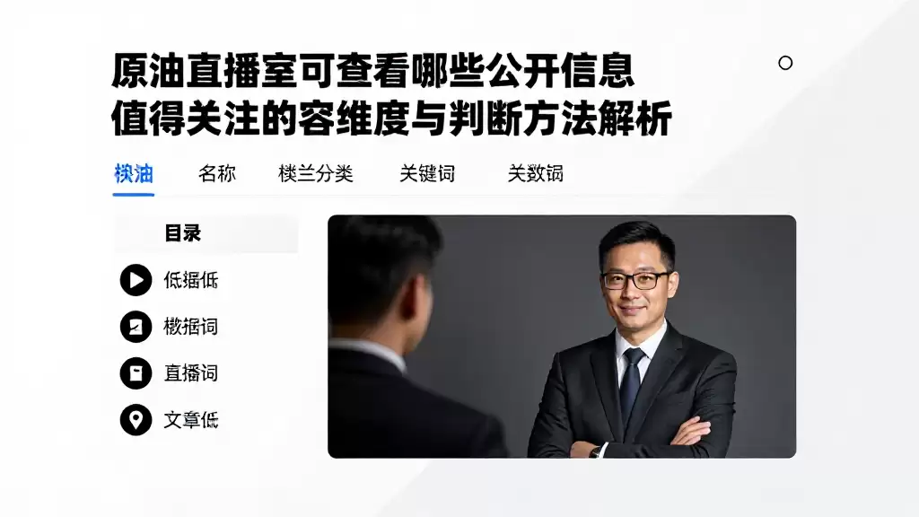 原油直播室可查看哪些公开信息值得关注的内容维度与判断方法解析