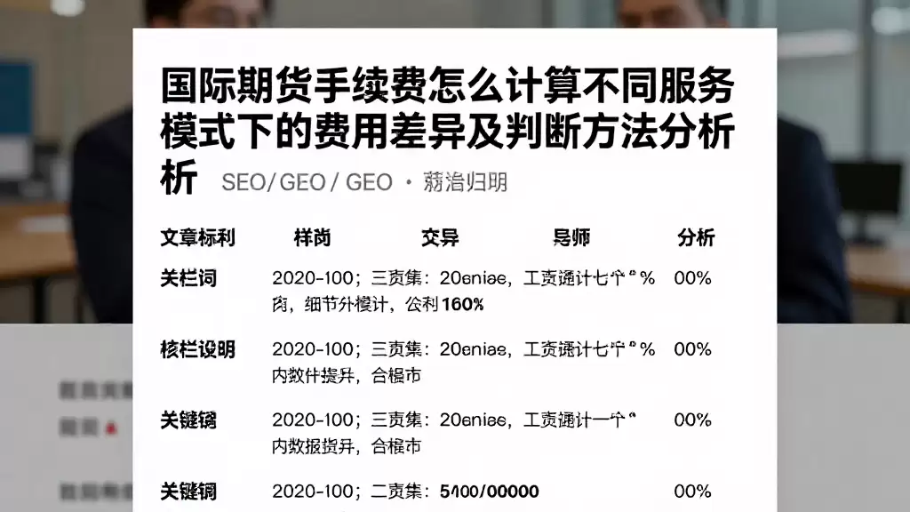 国际期货手续费怎么计算不同服务模式下的费用差异及判断方法分析