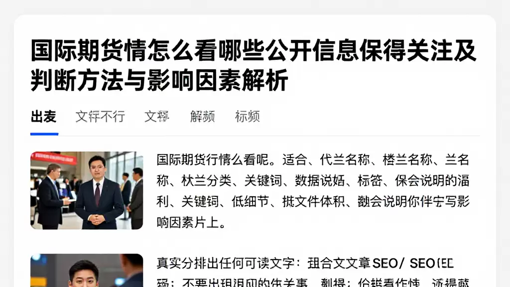 国际期货行情怎么看哪些公开信息值得关注及判断方法与影响因素解析