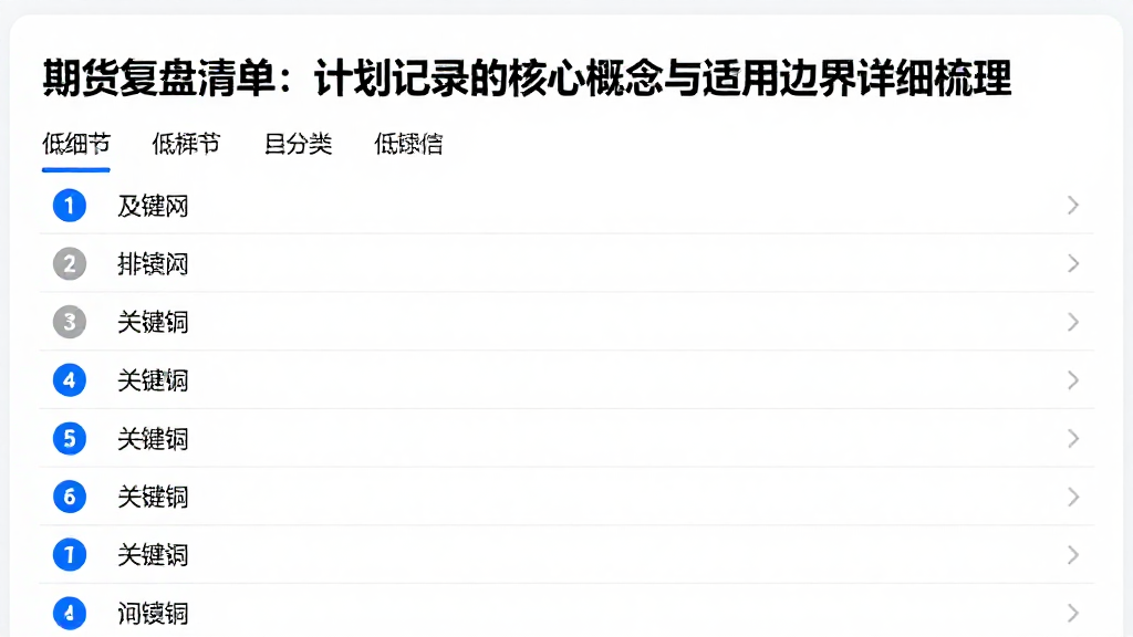 期货复盘清单：计划记录的核心概念与适用边界详细梳理