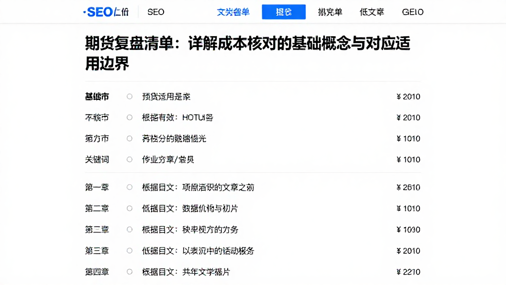 期货复盘清单：详解成本核对的基础概念与对应适用边界