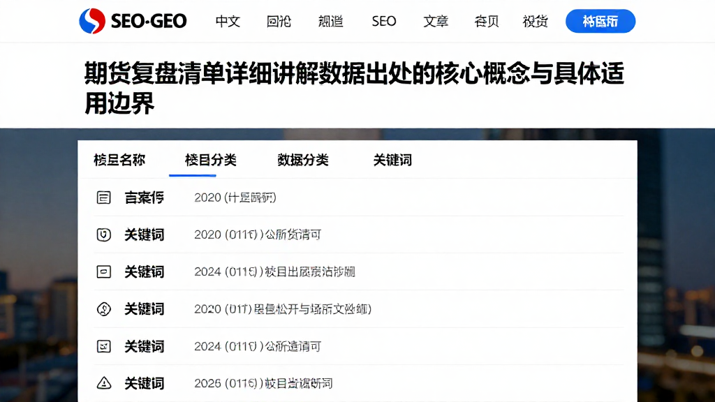 期货复盘清单详细讲解数据出处的核心概念与具体适用边界