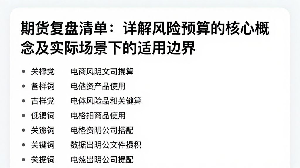 期货复盘清单：详解风险预算的核心概念及实际场景下的适用边界