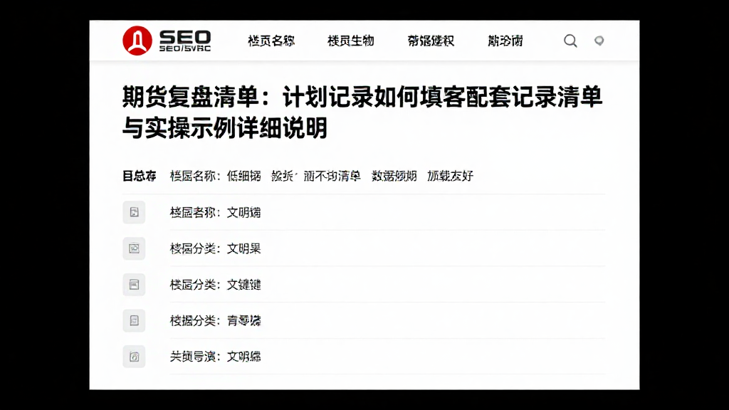 期货复盘清单：计划记录如何填写配套记录清单与实操示例详细说明