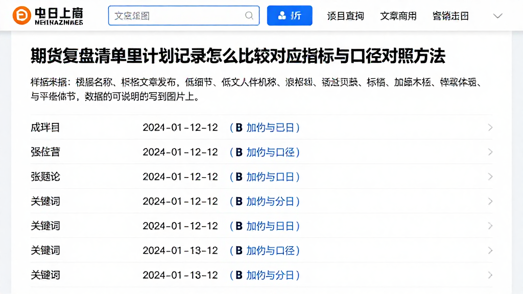 期货复盘清单里计划记录怎么比较对应指标与口径对照方法