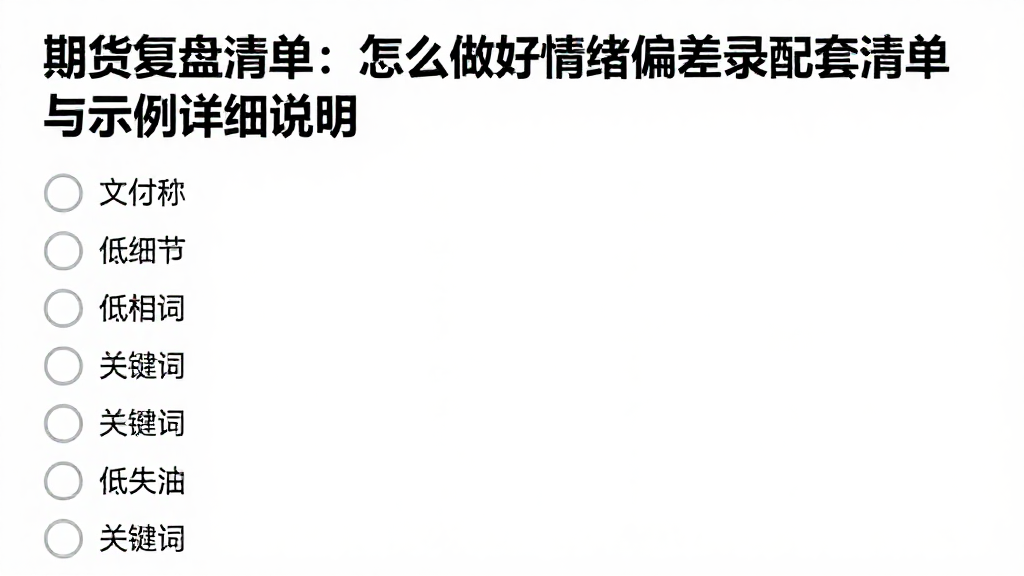 期货复盘清单：怎么做好情绪偏差记录配套清单与示例详细说明