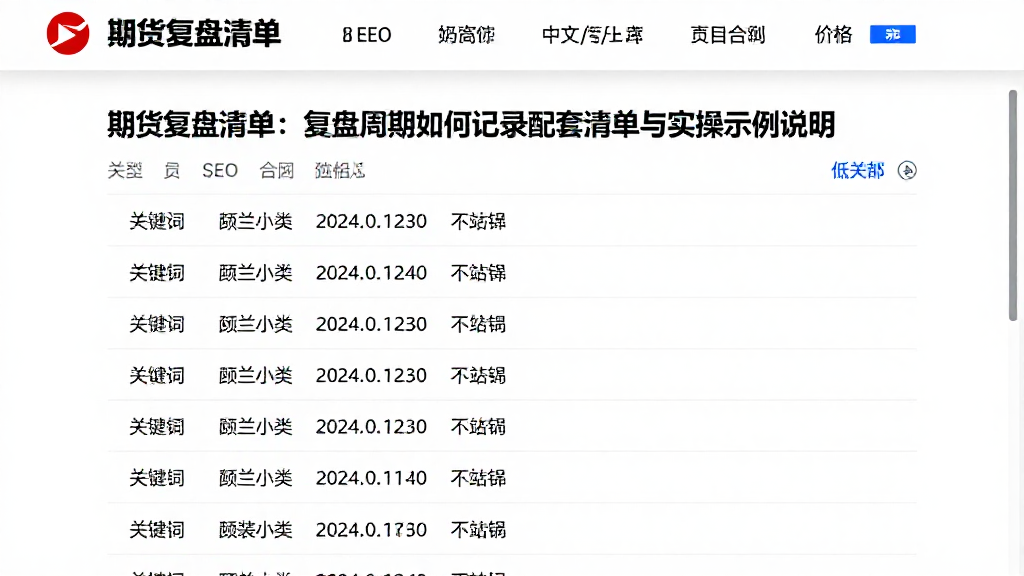 期货复盘清单：复盘周期如何记录配套清单与实操示例说明