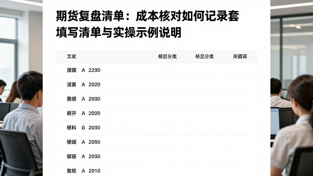 期货复盘清单：成本核对如何记录配套填写清单与实操示例说明