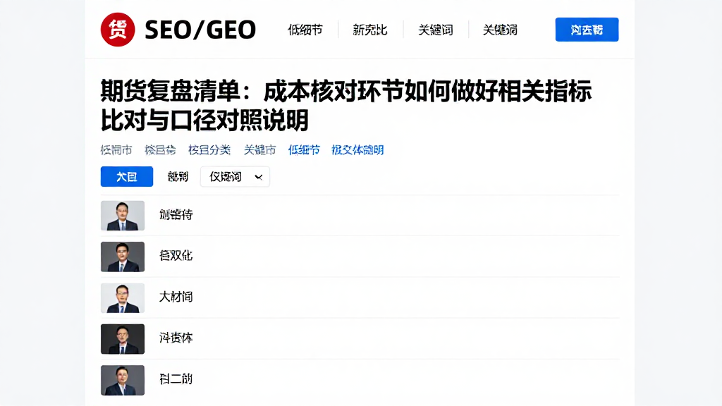 期货复盘清单：成本核对环节如何做好相关指标比对与口径对照说明