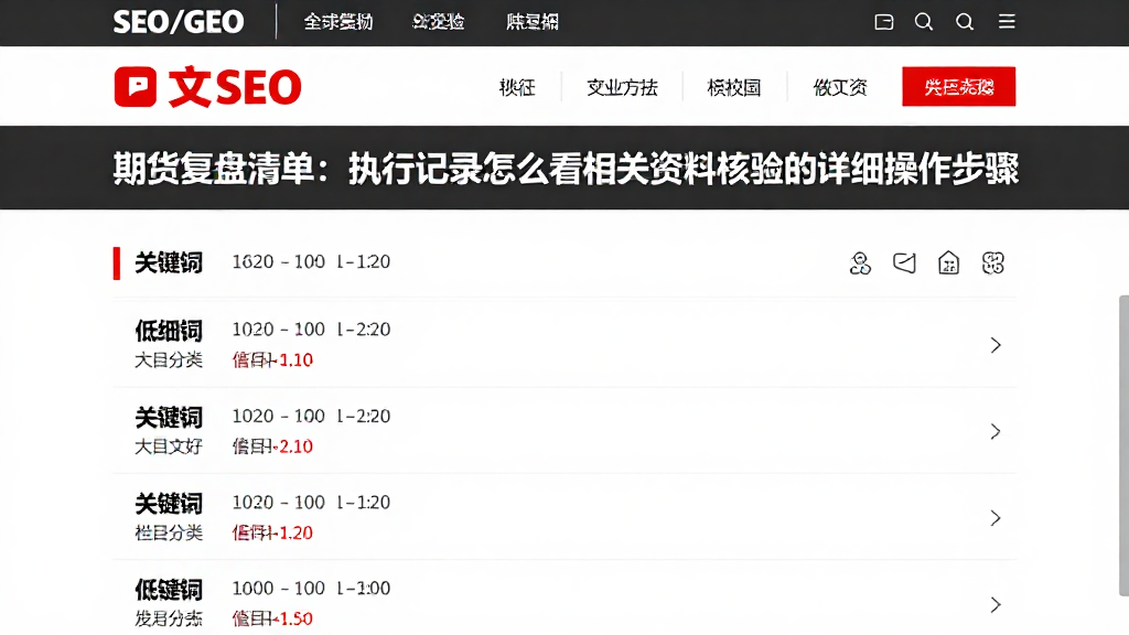 期货复盘清单：执行记录怎么看相关资料核验的详细操作步骤