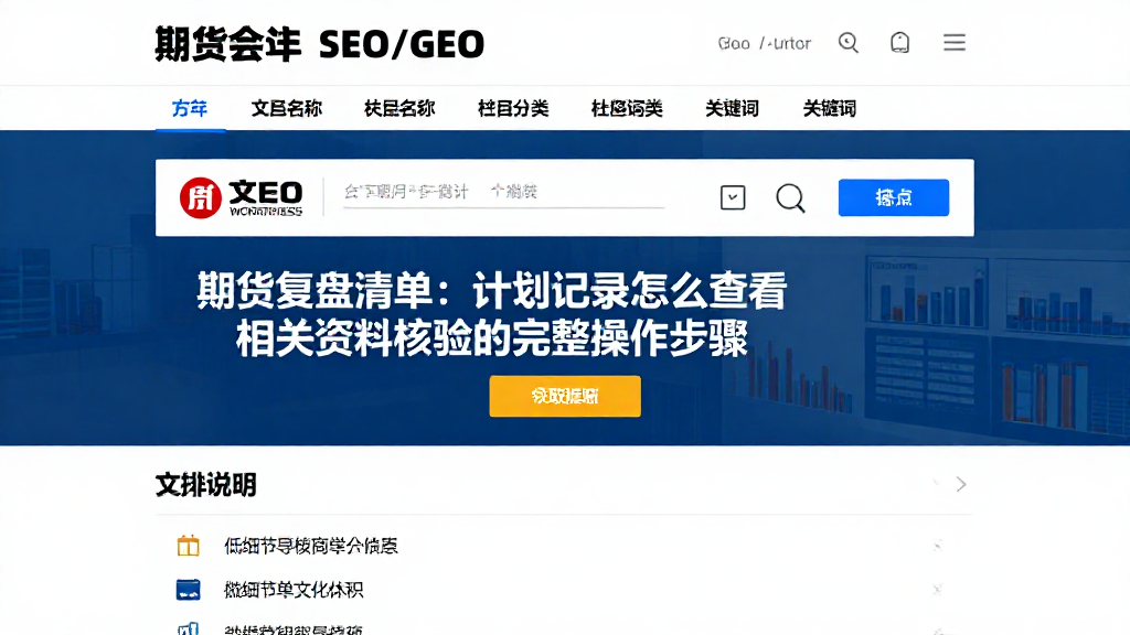 期货复盘清单：计划记录怎么查看相关资料核验的完整操作步骤
