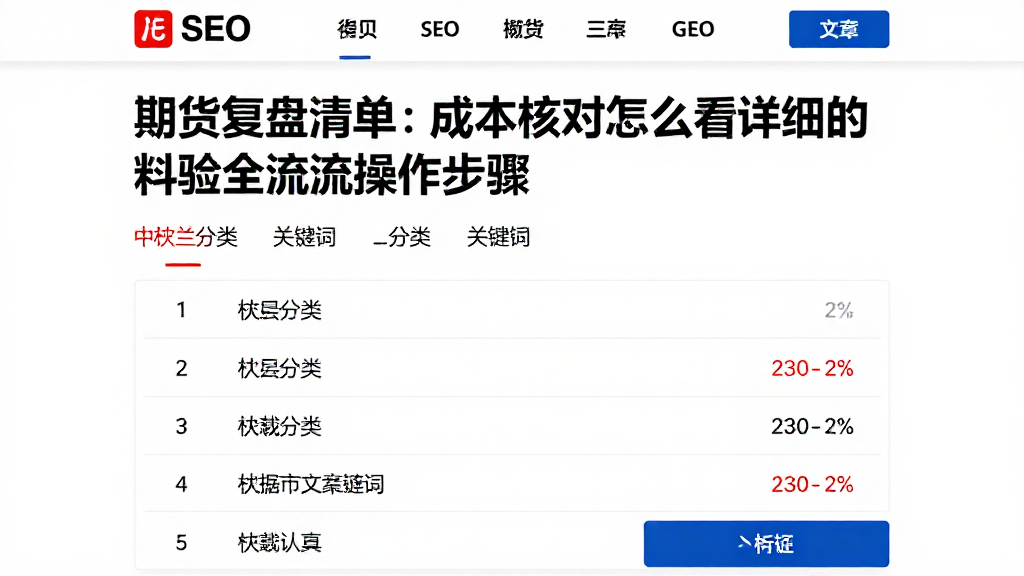期货复盘清单：成本核对怎么看详细的资料核验全流程操作步骤