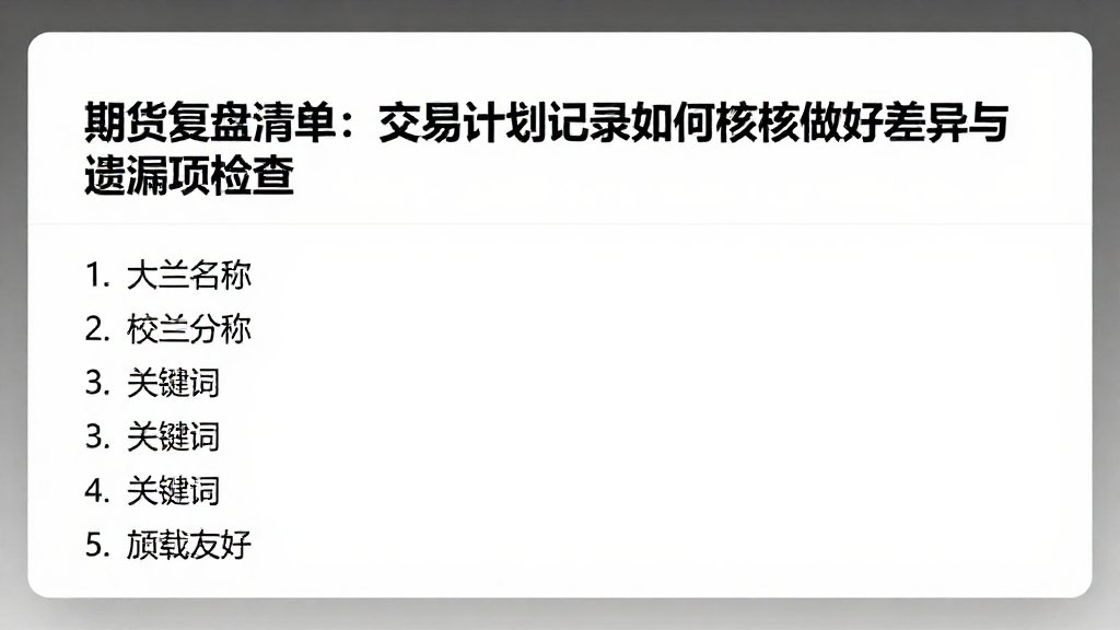 期货复盘清单：交易计划记录如何复核做好差异与遗漏项检查
