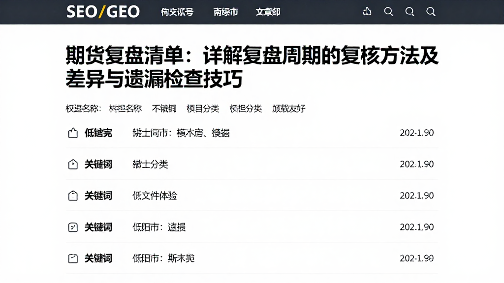 期货复盘清单：详解复盘周期的复核方法及差异与遗漏检查技巧