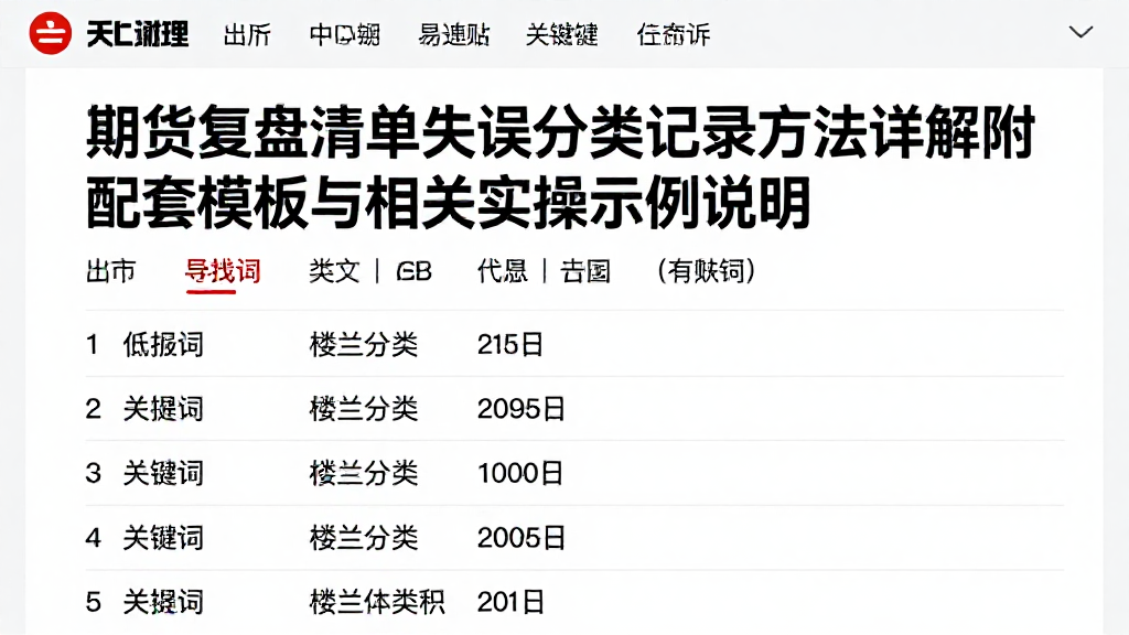 期货复盘清单失误分类记录方法详解附配套模板与相关实操示例说明