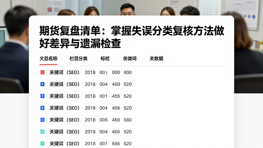 期货复盘清单：掌握失误分类复核方法做好差异与遗漏检查