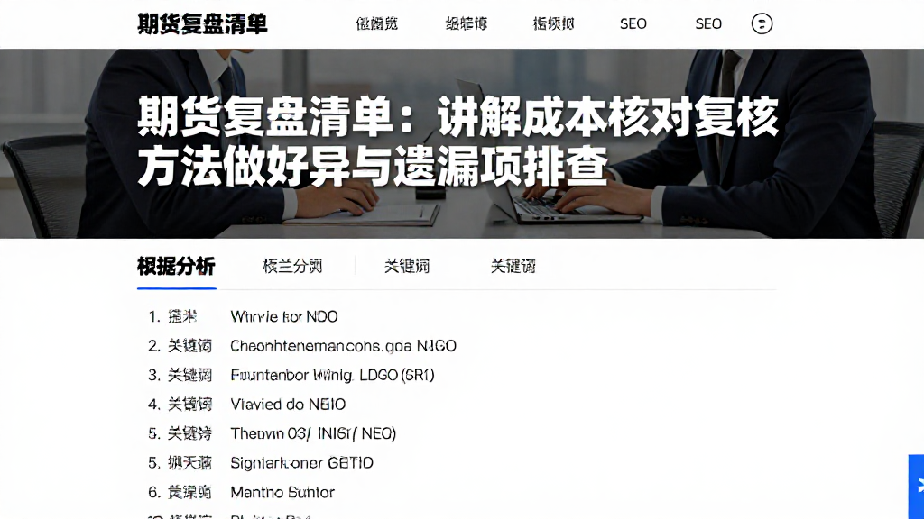 期货复盘清单：讲解成本核对复核方法做好差异与遗漏项排查