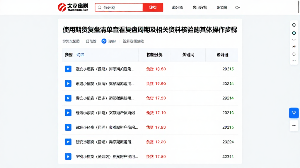 使用期货复盘清单查看复盘周期及相关资料核验的具体操作步骤