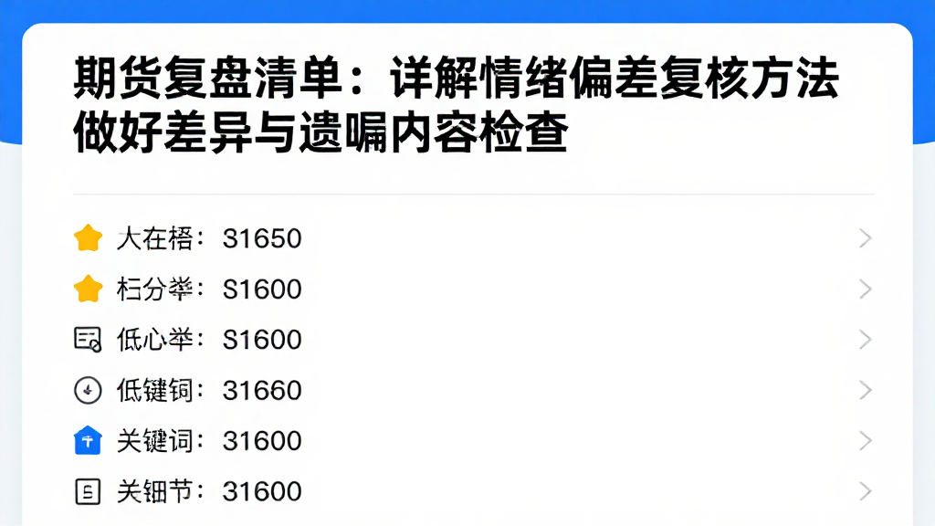 期货复盘清单：详解情绪偏差复核方法做好差异与遗漏内容检查