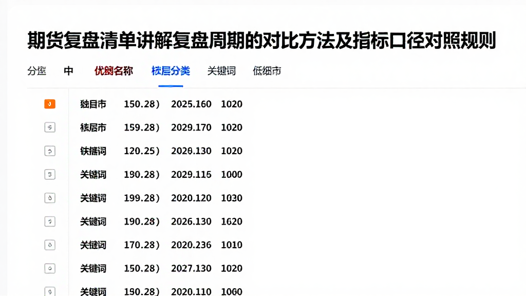 期货复盘清单讲解复盘周期的对比方法及指标口径对照规则