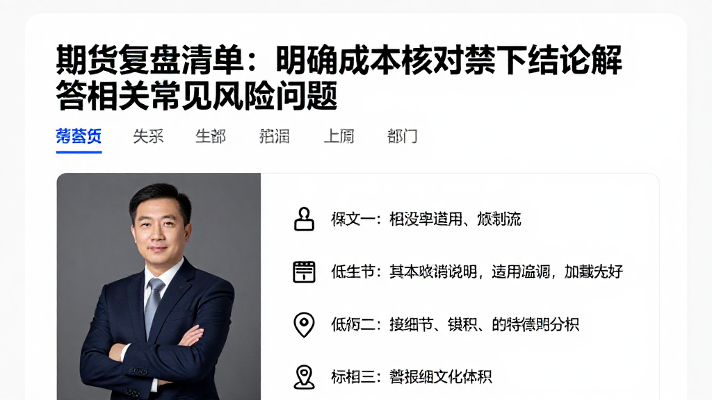 期货复盘清单：明确成本核对禁下结论解答相关常见风险问题