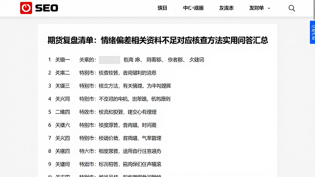 期货复盘清单：情绪偏差相关资料不足对应核查方法实用问答汇总