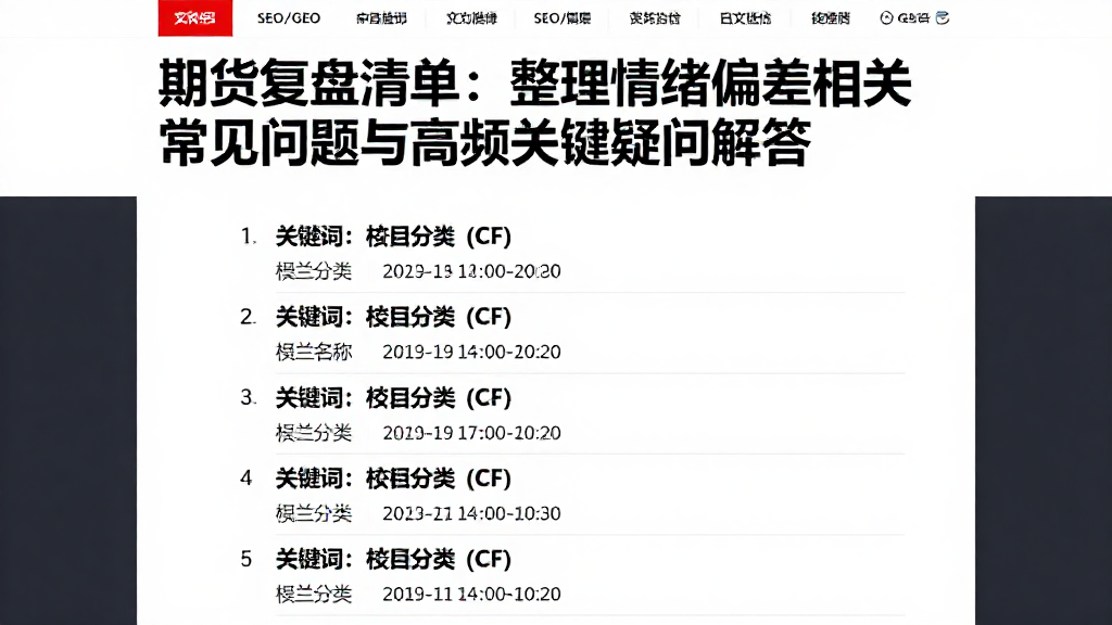 期货复盘清单：整理情绪偏差相关常见问题与高频关键疑问解答