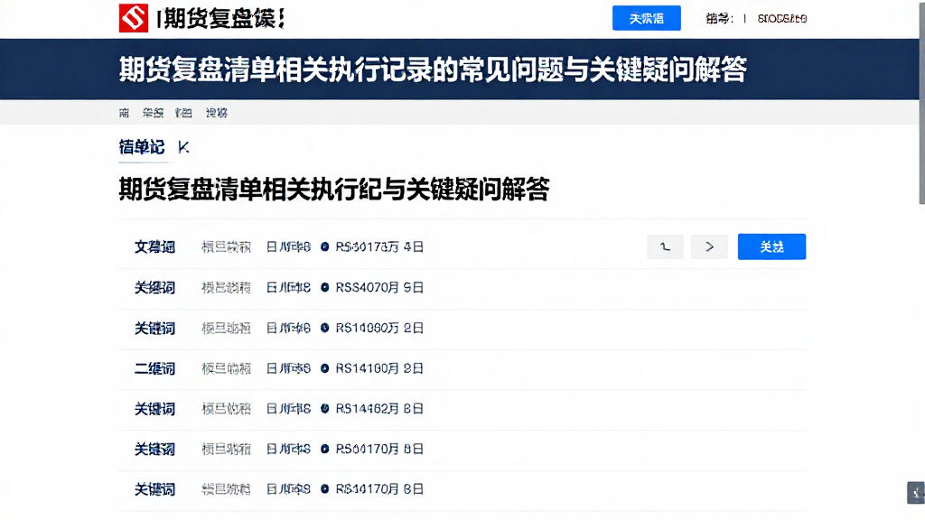 期货复盘清单相关执行记录的常见问题与关键疑问解答