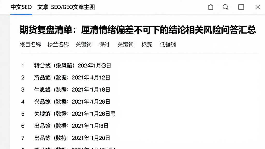 期货复盘清单：厘清情绪偏差不可下的结论相关风险问答汇总