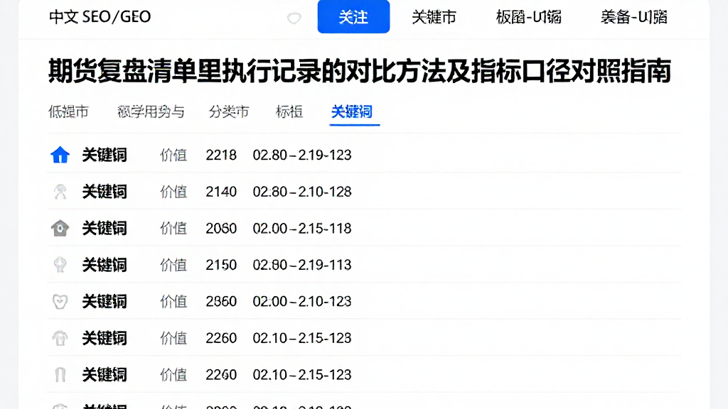 期货复盘清单里执行记录的对比方法及指标口径对照指南