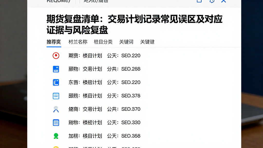 期货复盘清单：交易计划记录常见误区及对应证据与风险复盘