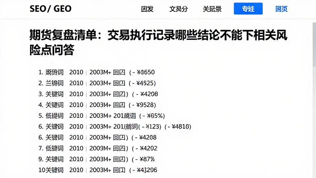 期货复盘清单：交易执行记录哪些结论不能下相关风险要点问答